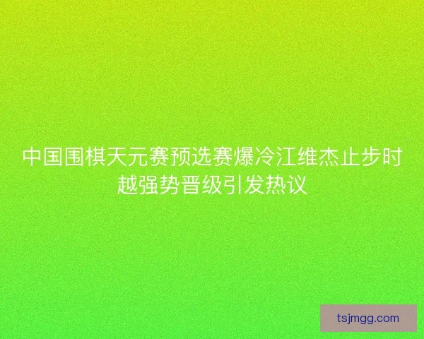 中国围棋天元赛预选赛爆冷江维杰止步时越强势晋级引发热议