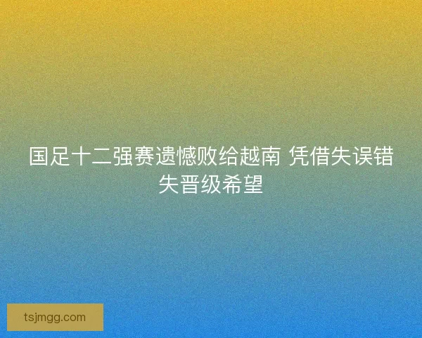 国足十二强赛遗憾败给越南 凭借失误错失晋级希望